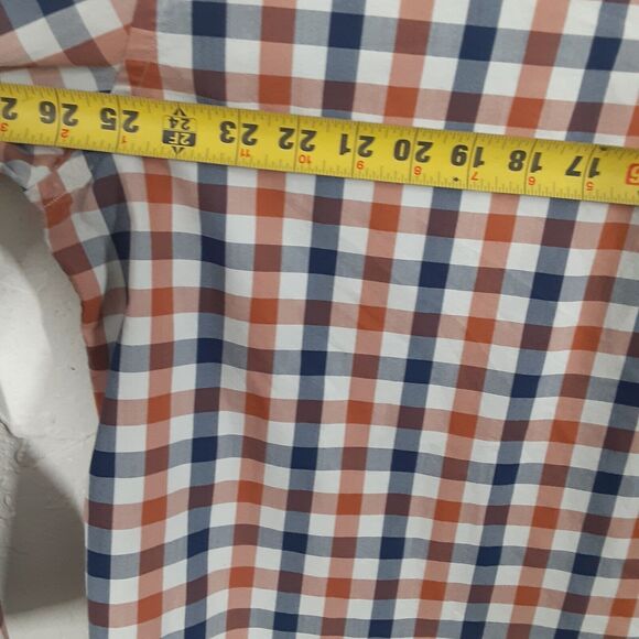 Lucky Brand Button Shirt Mens Blue Orange Slim Fit Plaid Long Sleeve XL - Picture 8 of 9